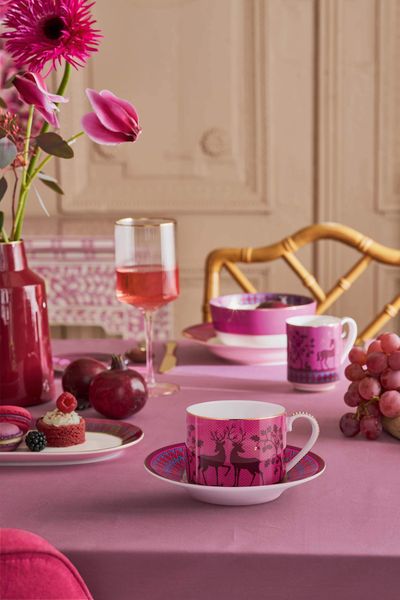 Set/2 Cups & Saucers Pip's Deerest Darling Pink 220ml