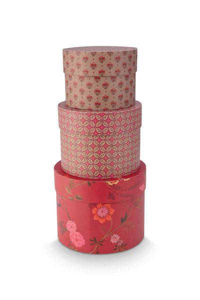 Set/3 Schachtel Rund Blooming Tales Rot