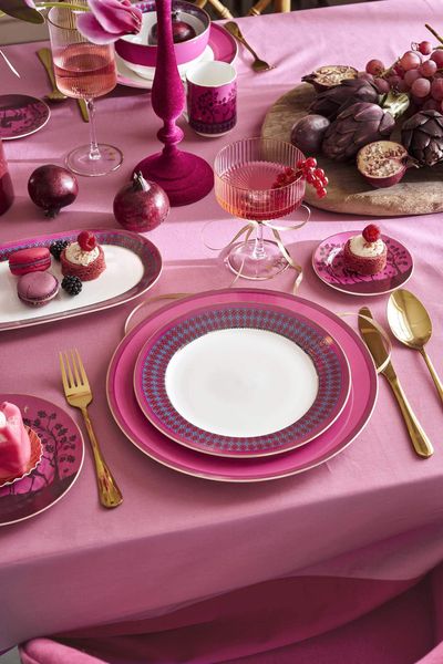 Breakfast Plate Pip's Deerest Darling Check Pink/Blue 23cm