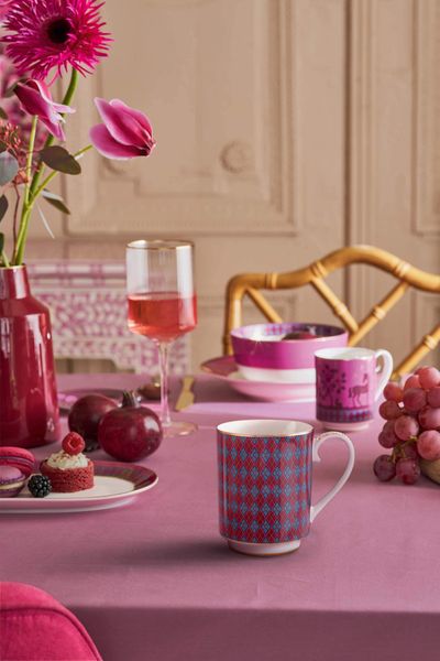 Mug Pip's Deerest Darling Check Pink/Blue 350ml