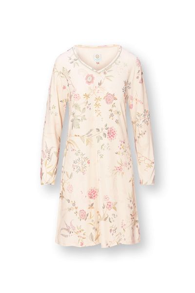 Dana Chemise de Nuit à Manches Longues Bodhi Flower Blanc Cassé
