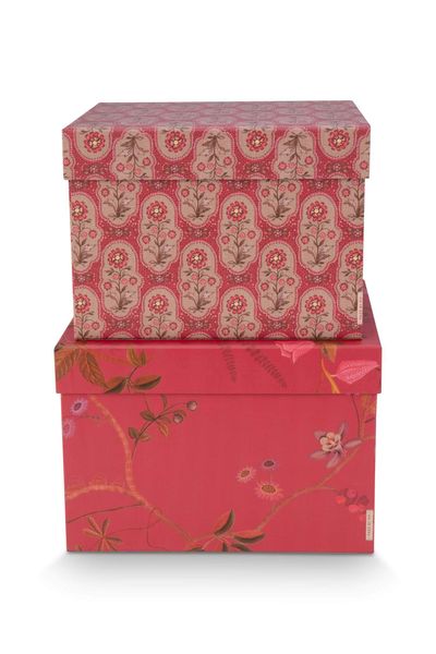 Set/2 Schachtel Quadrat Blooming Tales Rot