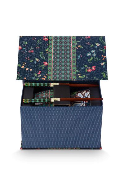 Coffret Cadeau Bols 15cm & Chopsticks Oriental Berry Blues Bleu