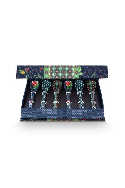 Coffret Cadeau Cuillères à Thé Oriental Berry Blues Bleu 13cm