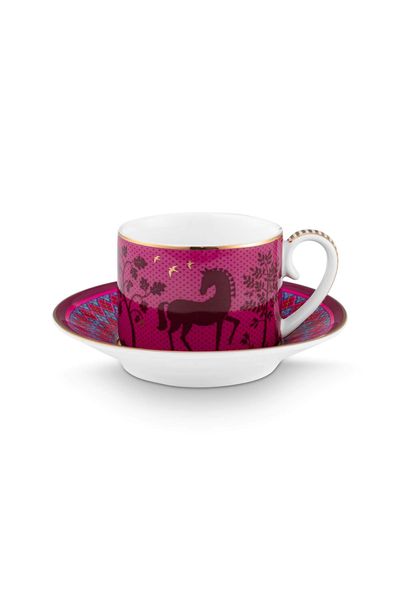 Espresso Cup & Saucer Pip's Deerest Darling Pink 120ml