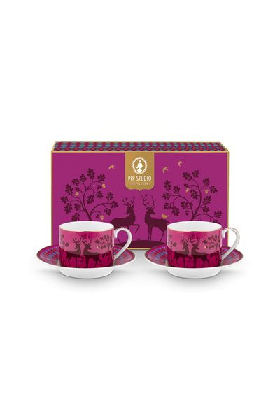 Set/2 Cups & Saucers Pip's Deerest Darling Pink 220ml