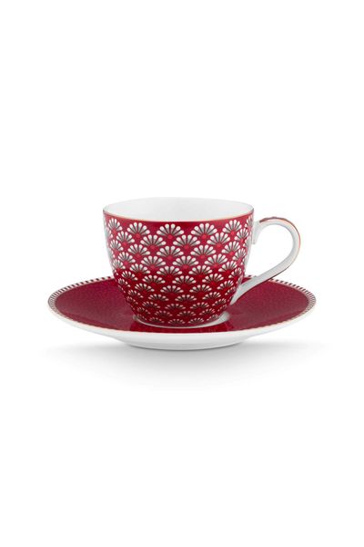 Tasse et Soucoupe à Expresso Blooming Tales Rouge Foncé 120ml