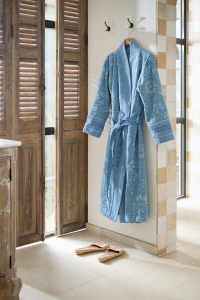 Bademantel Jasmin Jacquard Hellblau