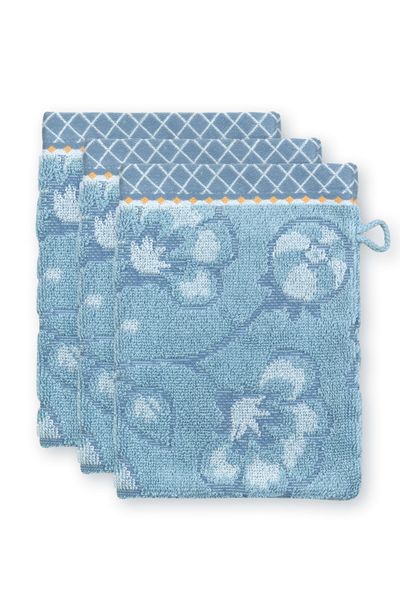 Washcloth Set/3 Jasmin Jacquard Light Blue 16x22cm