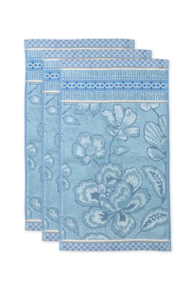 Gästehandtuch Set/3 Jasmin Jacquard Hellblau 30x50cm