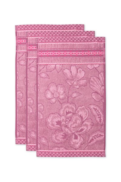 Gästehandtuch Set/3 Jasmin Jacquard Hellrosa 30x50cm