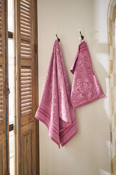 Gästehandtuch Set/3 Jasmin Jacquard Hellrosa 30x50cm