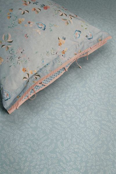 Fitted Sheet Leafy Blue Grey