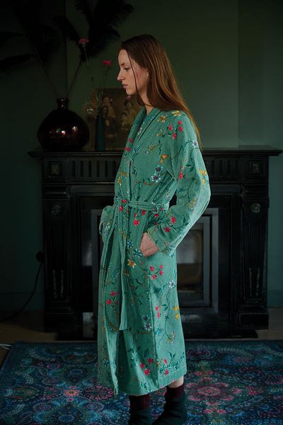 Bademantel Les Fleurs Grün XS