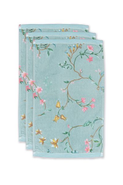 Gästehandtuch Set/3 Les Fleurs Blau 30x50 cm