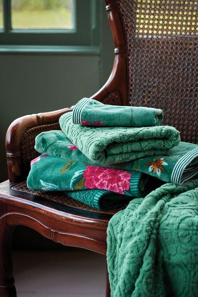 Bath Towel Set/3 Les Fleurs Green 55x100 cm