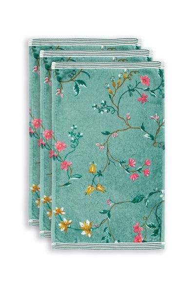 Gästehandtuch Set/3 Les Fleurs Grün 30x50 cm