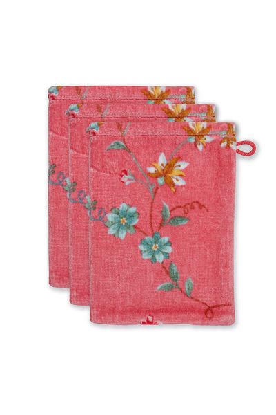 Waschlappen Set/3 Les Fleurs Rosa 16x22 cm