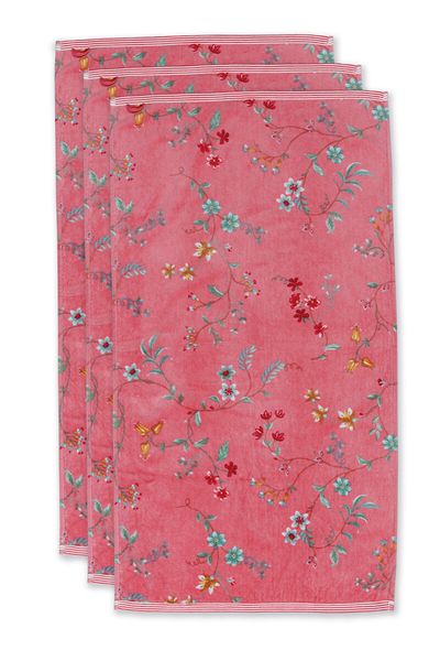 Badhanddoek Set/3 Les Fleurs Roze 55x100 cm