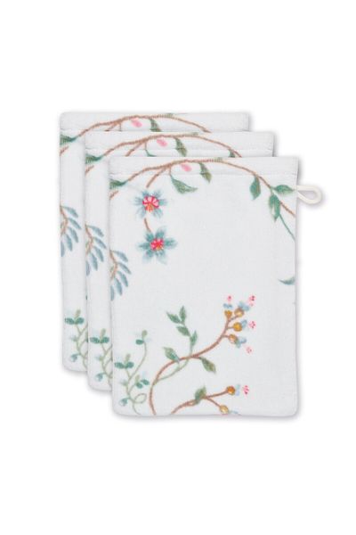 Waschlappen Set/3 Les Fleurs Weiß 16x22 cm