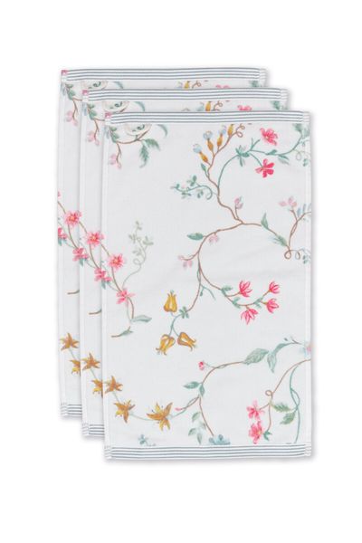 Gästehandtuch Set/3 Les Fleurs Weiß 30x50 cm