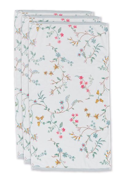 Badhanddoek Set/3 Les Fleurs Wit 55x100 cm