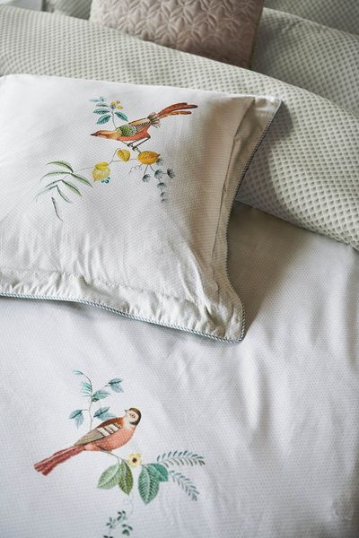 Vierkant Sierkussen Little Birds Wit