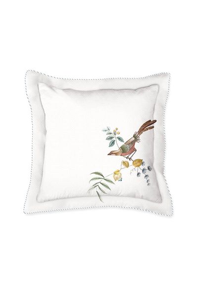 Vierkant Sierkussen Little Birds Wit