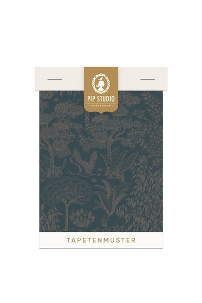 Tapetenmuster Origami Tree Dunkelblau/Roségold