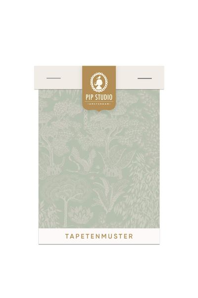 Tapetenmuster Origami Tree Hellgrün/Silber