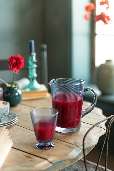 Flower Festival Pitcher Twisted Dark Blue