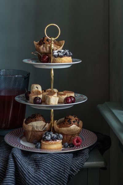 Flower Festival Cake Stand 3 Levels Light Blue