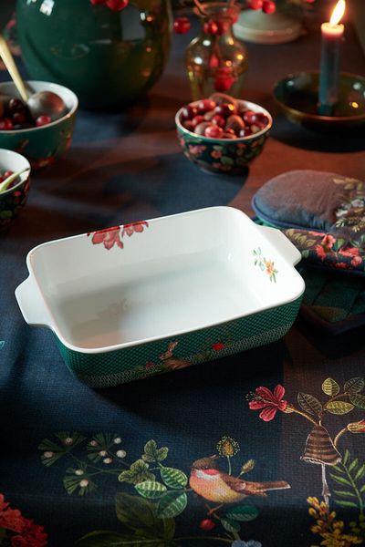 Winter Wonderland Serving Tray Rectangular Large Green