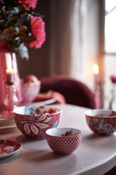 Flower Festival Bowl Red/Dark Pink 9.5 cm