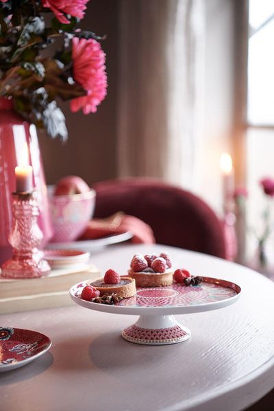 Plateau à Gâteaux de Petite Taille Flower Festival Rose Foncé