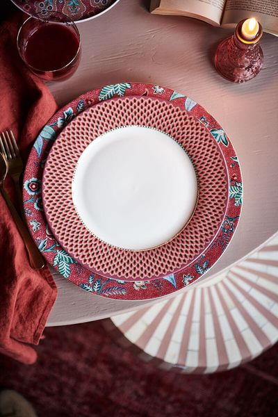 Flower Festival Dinner Plate Red/Dark Pink 26.5 cm