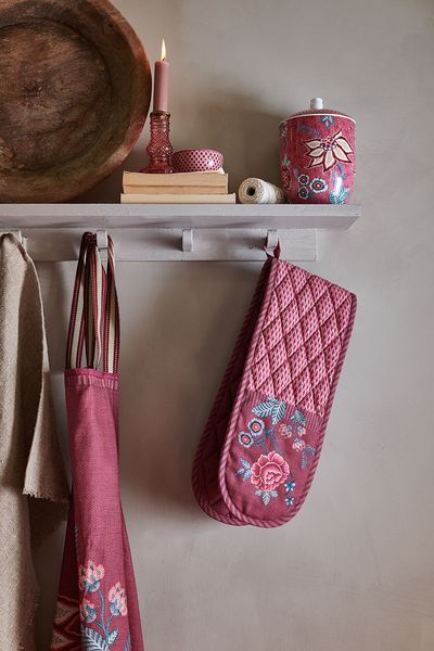 Flower Festival Double Oven Mitten Dark Pink