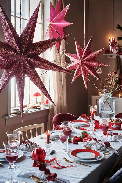 Weihnachtsstern set/4 Papier Rosa 20cm