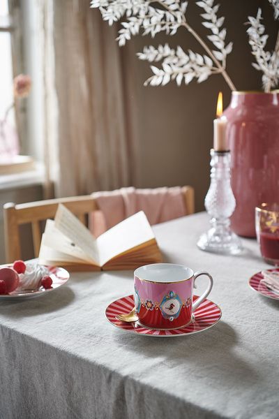 Love Birds Tasse Gross Rot/Rosa