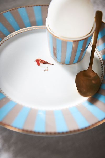 Love Birds Pastry Plate Blue/Khaki 17 cm