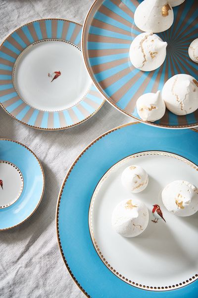 Love Birds Frühstück Set/7 Blau/Khaki