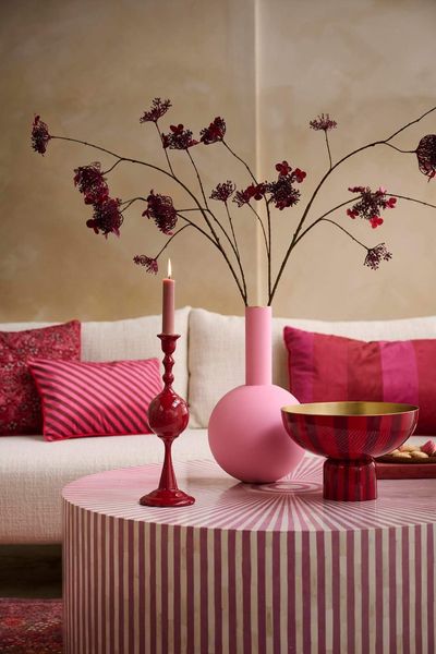 Candle Holder Metal Sphere Dark Red 37cm