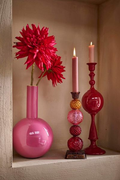 Vase Metal Medium Pink 33cm