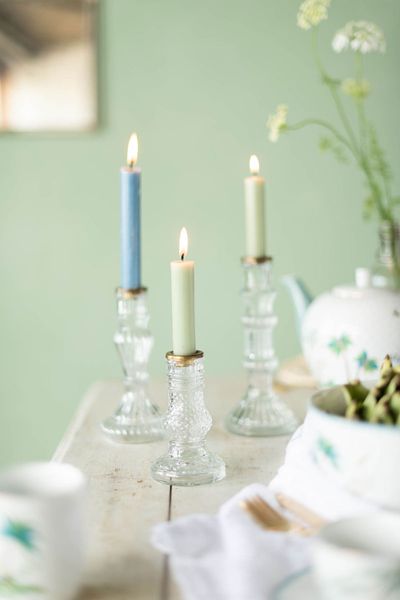 Set/3 Candle Holders Clear Glass