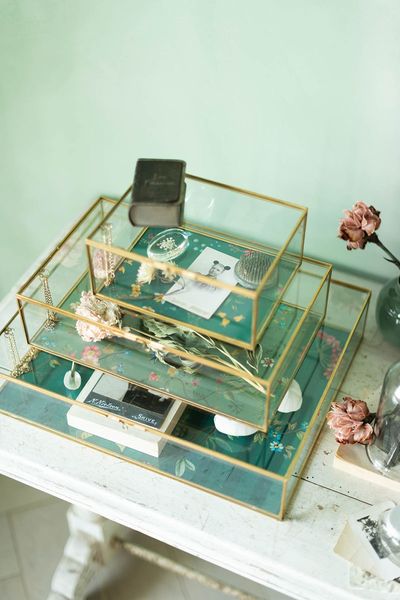 Aufbewahrungskiste Glas Gold S