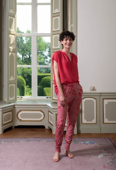 Top mit kurze Ärmeln V-Ausschnitt Suki Rot