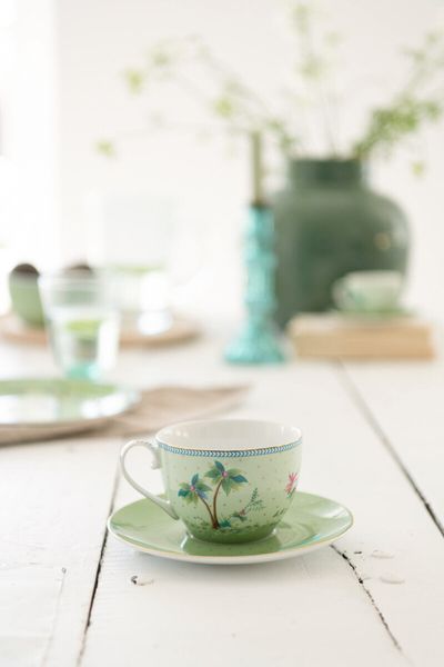 Jolie Set/2 Cappuccino Tasse & Undertasse Grün