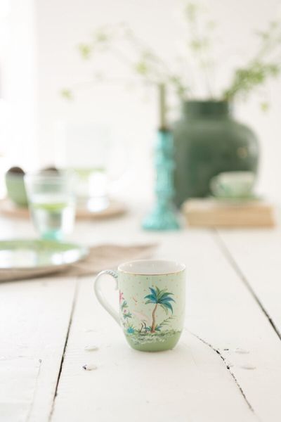 Jolie Mug Small Gold Dots Green