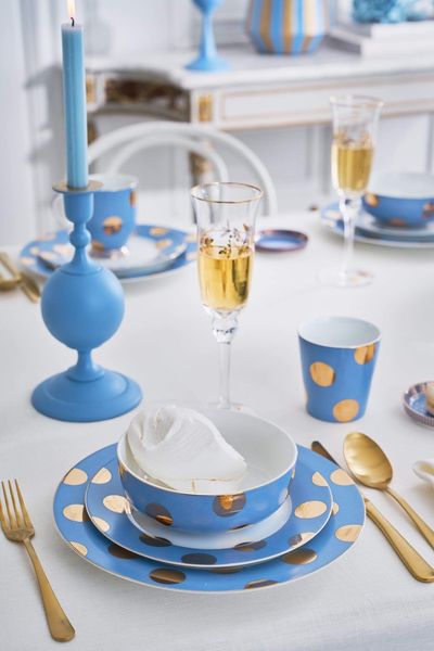 Set/2 Schalen Dot Delight Hellblau/Gold 20cm