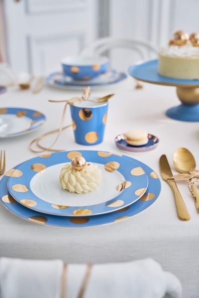 Set/2 Essteller Dot Delight Hellblau/Gold 26.5cm